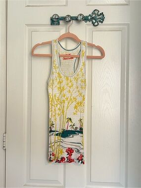 Free People Tropical Ribbed Tank in Yellow, Teal & Red